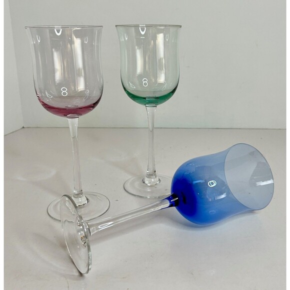 Block Crystal KALEIDOSCOPE All Purpose Wine Glass Goblet (s) LOT OF 3 Colors - Picture 4 of 5
